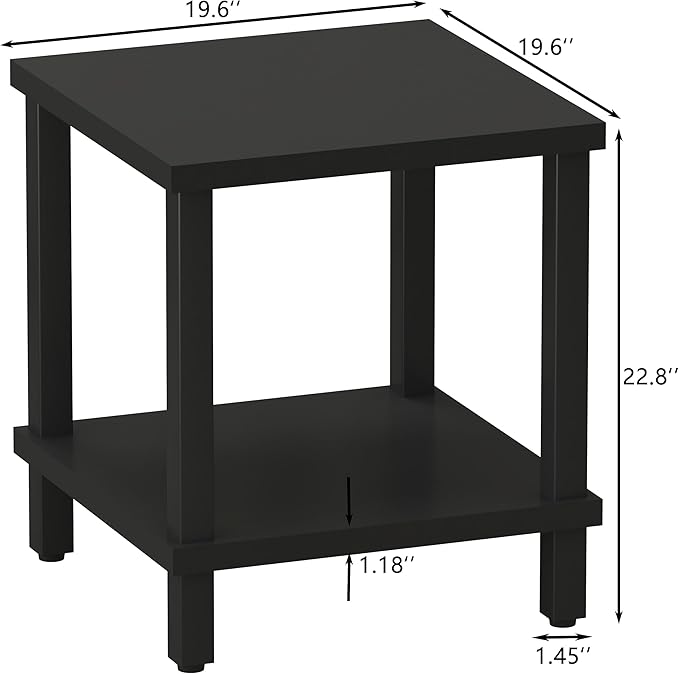 Large End Table Square Side Table Modern Sofa Table 20 Inch Industrial Coffee - Image 3