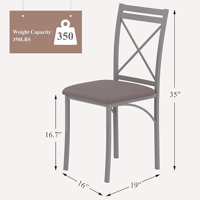 VECELO Metal Dining Chairs Set of 4, Steel Legs and PU Leather Cushion Seats - Image 6