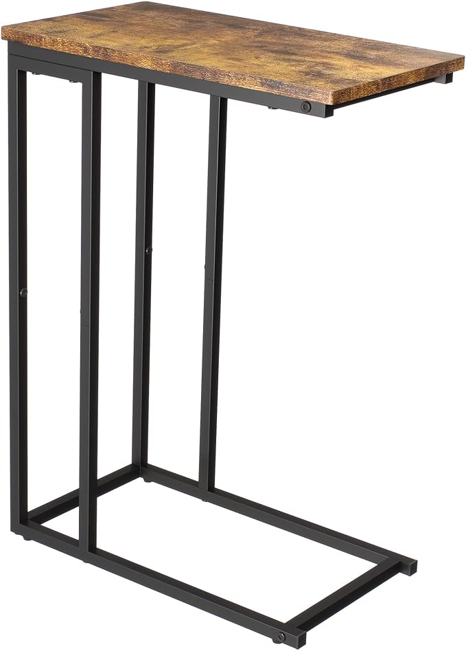 Yusong Small C Shaped End Table, Slim Couch Side Tables Slide Under Sofa Bed by Yusong