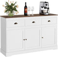 Keyluv White Buffet Cabinet Storage Sideboard Farmhouse Server Bar Wine Cabinet by KeyluvHome