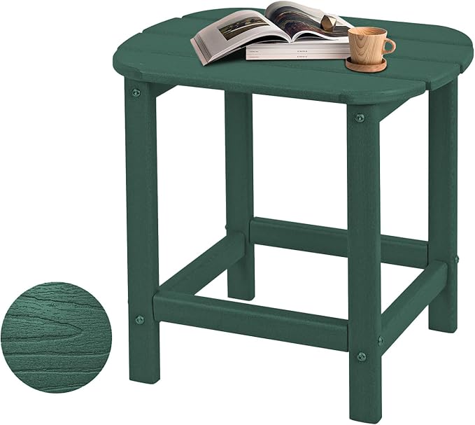 Hdpe Outdoor Adirondack Side Table, Wooden Textured, Set by Plawdlik