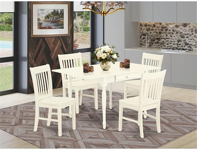 East West Furniture MZNO5-LWH-W 5 Piece Kitchen Table & Chairs Set Includes a - Image 2