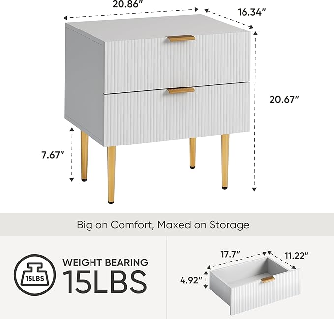 Set of 2 Nightstand, Bedside Table - Image 2