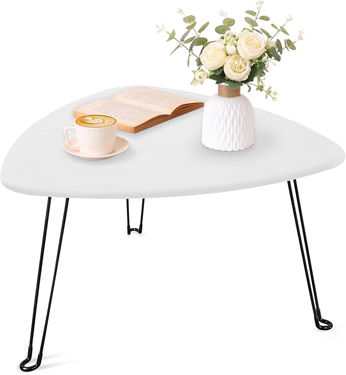 Coffee Table for Small Spaces White Folding Wooden Triangle Center Sofa Tables by FEUFOAM