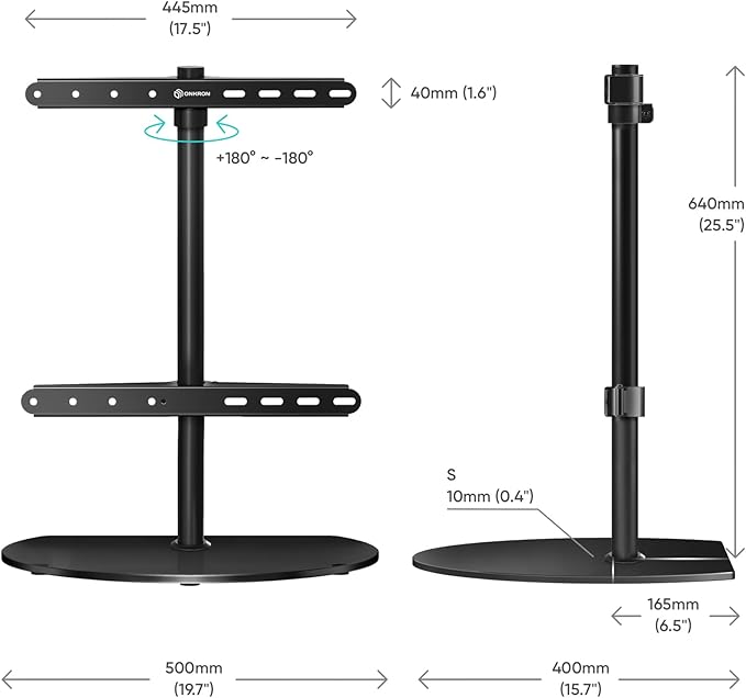 ONKRON Tabletop TV Stand for 32-65 Inch TVs up to 77 lbs, Height Adjustable TV - Image 5