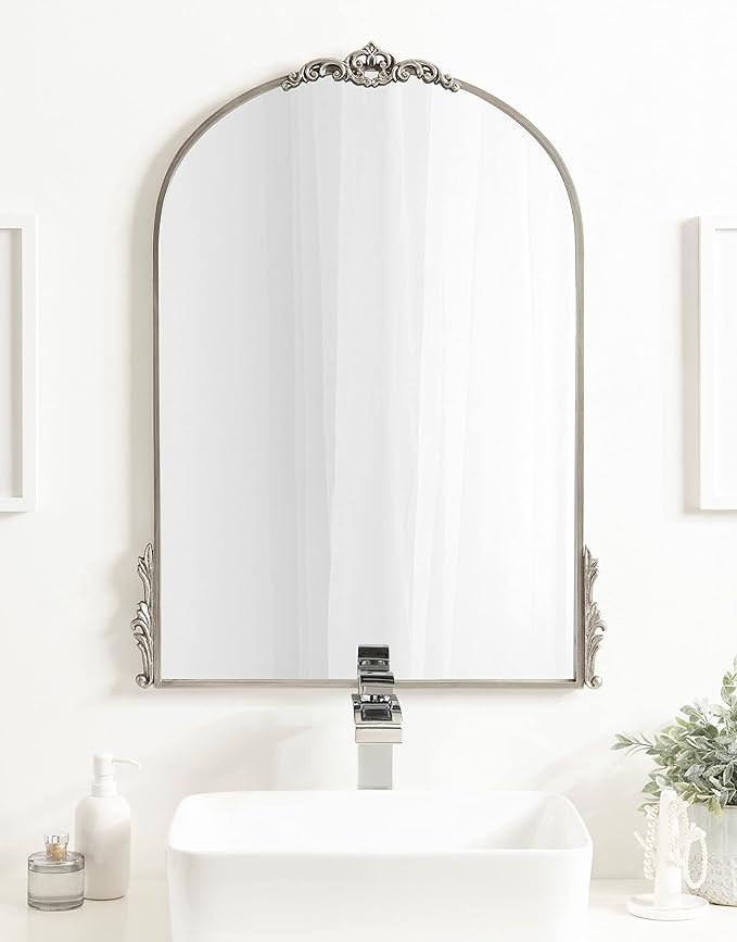 Kate and Laurel Myrcelle Traditional Arched Mirror; 25 x 33; Silver; Decorative - Image 4