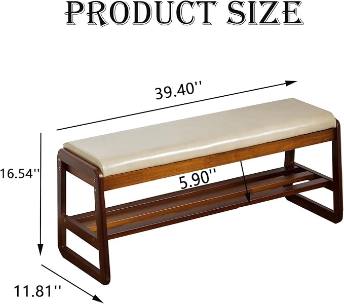 latifolia Solid Wood Bench, Entryway Shoe Bench - Image 3
