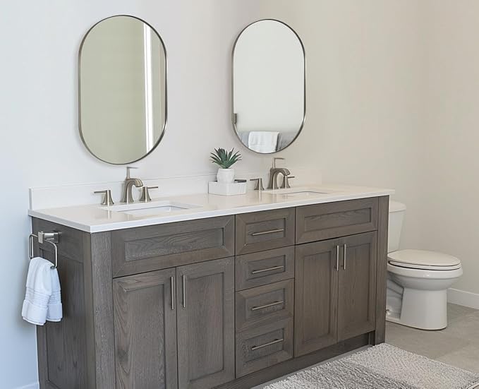 ANDY STAR Brushed Nickel Mirror Bathroom, 30x40 Inch Oval Mirrors - Image 7