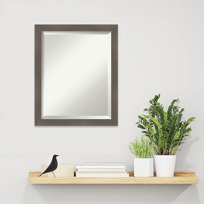 Amanti Art Grey Wall Mirror 23x19 Edwin Clay Grey Rectangle Bathroom Mirror - Image 5