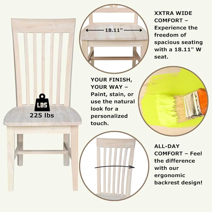 IC International Concepts Set of 2 Tall Mission Chairs Real/Solid Parawood - Image 4