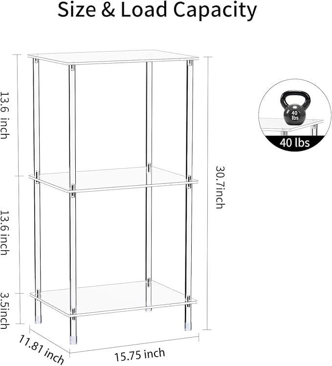 Acrylic Record Player Stand Set of 2, 3-Tier Clear Turntable Table - Image 3