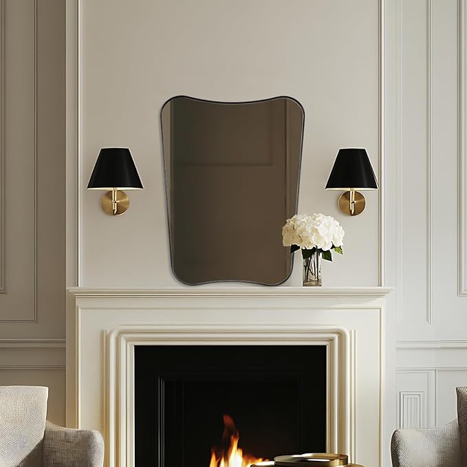 Black Bathroom Vanity Mirrors, 24 x 32 Irregular Wall Mirror - Image 8