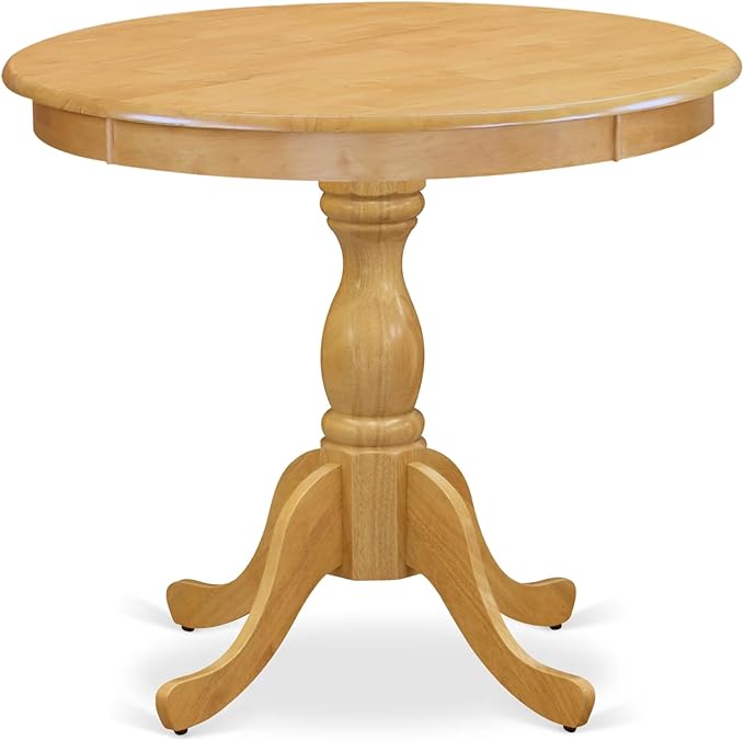 East West Furniture AMAB3-OAK-04 3 Piece Dining Set Contains a Round Kitchen - Image 3