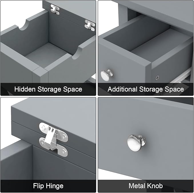 ChooChoo End Table, MDF Material Flip Top Narrow End Table - Image 4
