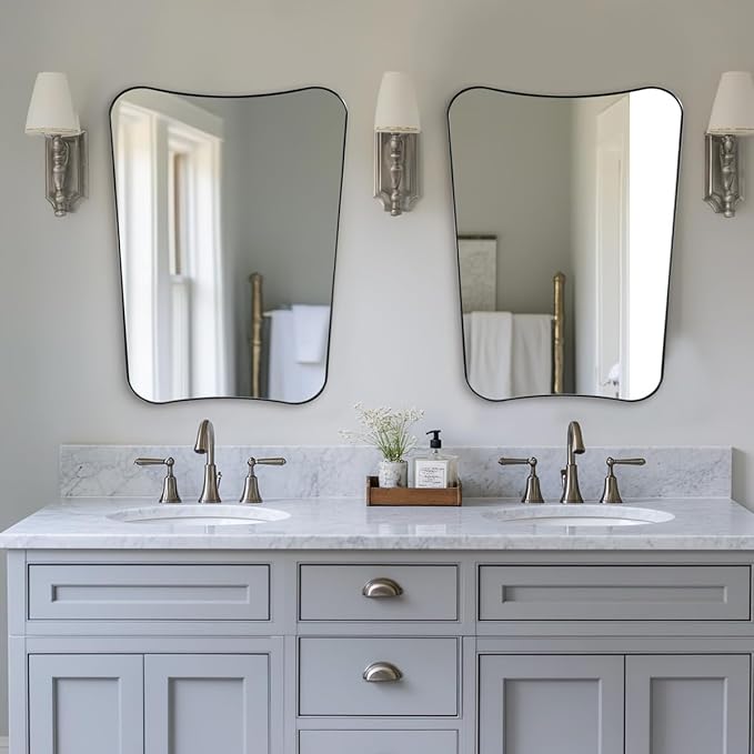 ANDY STAR Brushed Nickel Bathroom Mirror, 22x30 Silver Metal Framed Mirrors - Image 3