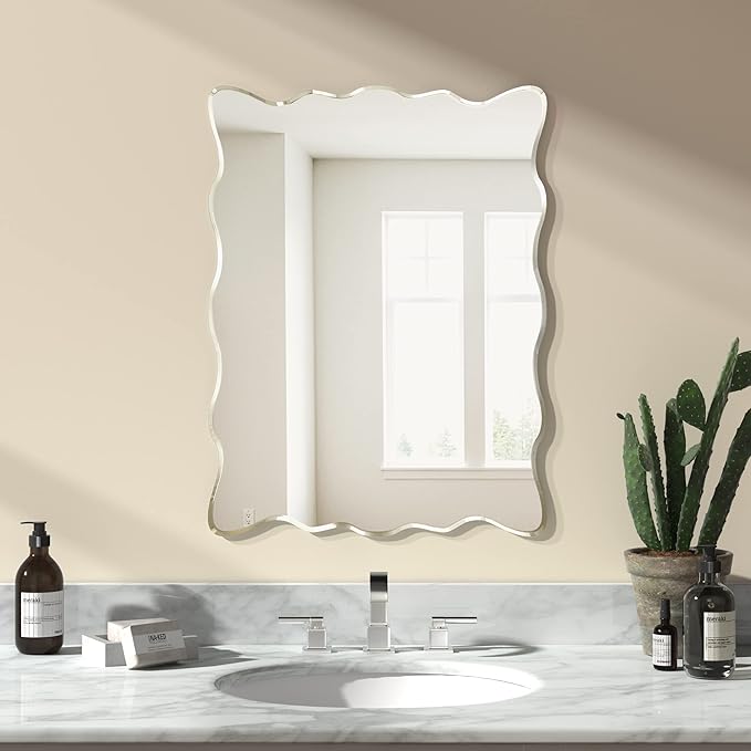 KOHROS Wavy Wall Mirror Frameless Bathroom Mirrors by KOHROS