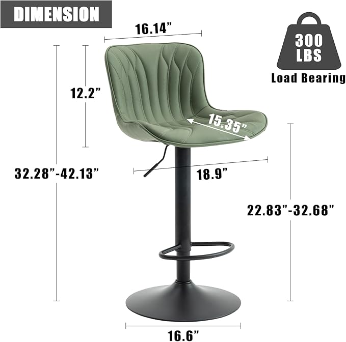 YOUNIKE Bar Stools Set of 2 Modern Swivel Counter Height Bar Chair - Image 2