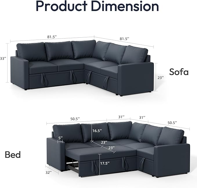 Sleeper Sofa Bed, Modular Sectional Couch - Image 2