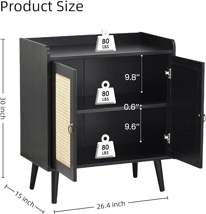 Buffet Cabinet, Rattan Storage Cabinet - Image 2