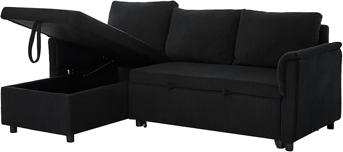Ball & Cast L-Shape Reversible Sectional Sleeper Sofa Bed 4 in 1 Pull Out Couch - Image 11