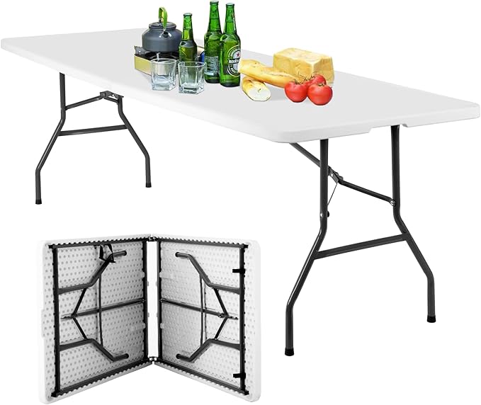 BestOffice 8FT Picnic Table Folding Table Camping Table Plastic Table Fold Up by BestOffice
