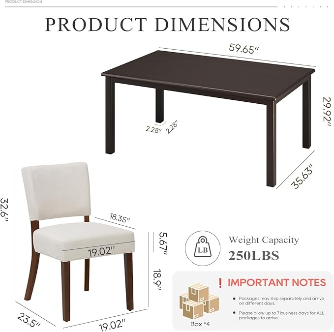 COLAMY 60 Inch Rectangular Kitchen Dining Table - Image 6