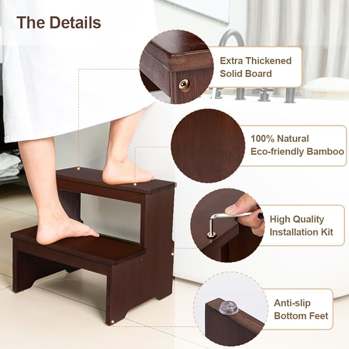 StrongTek Bamboo Two Step Stool - Image 2