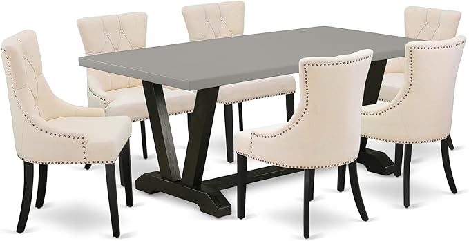 East West Furniture V697FR102-7 7 Piece Dining Table Set Consist of a Rectangle by EastWestFurniture