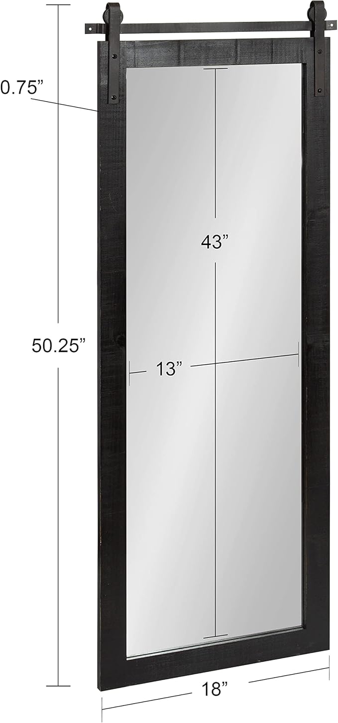 Kate and Laurel Cates Farmhouse Wood Framed Panel Wall Mirror; 18 x 50; Black; - Image 6