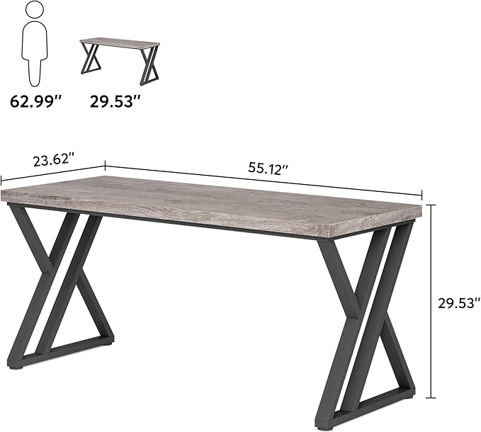Tribesigns Writing Computer Desk, 55 inch Heavy Duty Study Desk - Image 2
