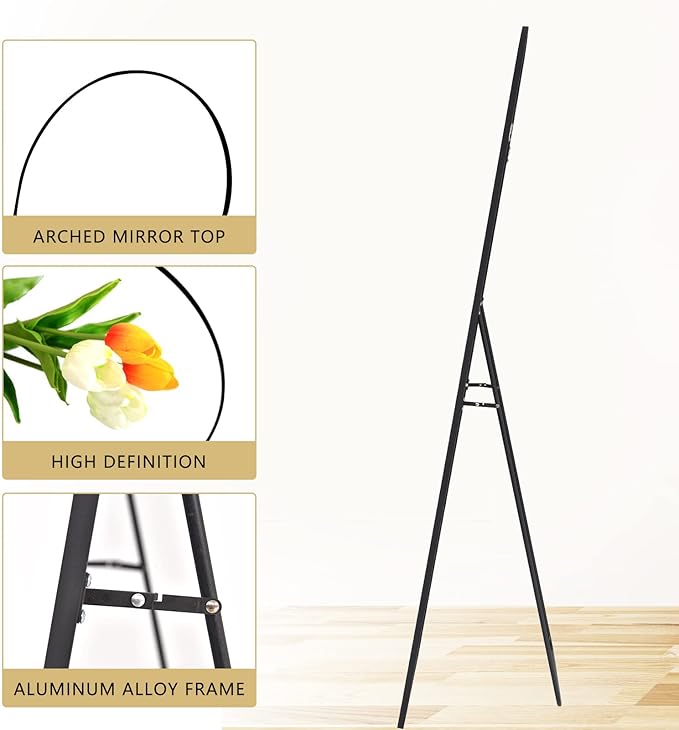 BEAUTYPEAK 64"x21" Arch Full Length Mirror, Hanging or Leaning Arched-Top Full - Image 5