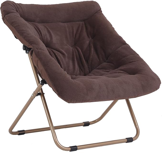 Saucer Chair, Comfy Bedroom Chairs, Oversized Folding Faux Fur Chair, Foldable by Furlide
