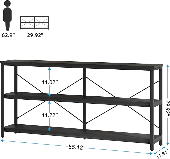 Tribesigns Sofa Table, 3 Tiers TV Console TV Stand Long Sofa Table - Image 3