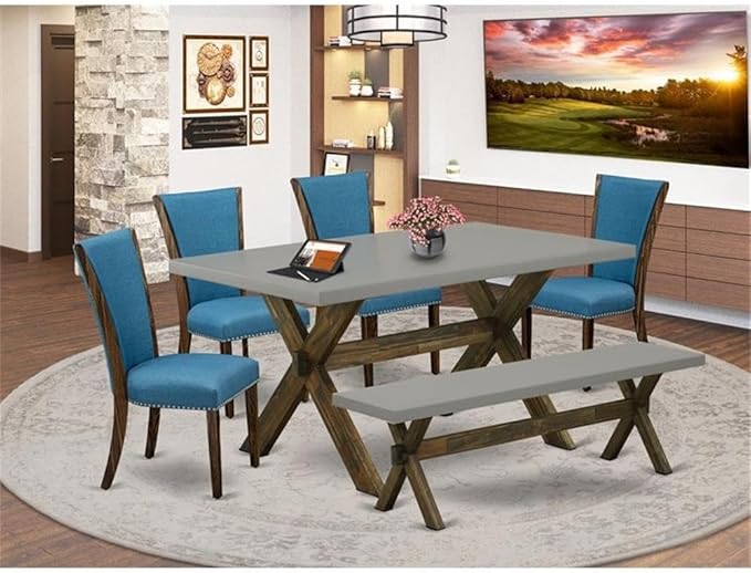 East West Furniture X797VE721-6 6 Piece Dining Table Set Contains a Rectangle - Image 2