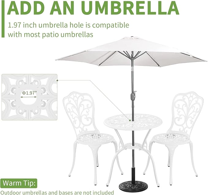 Bistro Set 3 Piece Outdoor Cast Aluminum Patio Bistro Set - Image 5