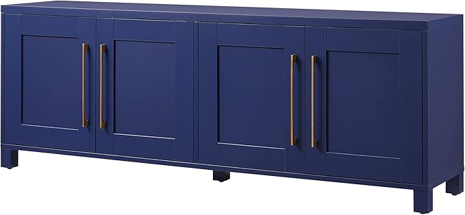 Henn&Hart Rectangular TV Stand for TV's up to 75" in Dark Blue, for Home - Image 5