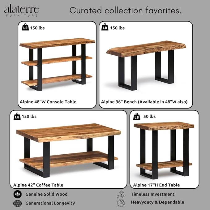 Alaterre Furniture Alpine Natural Live Edge Acacia Wood End Table - Image 4