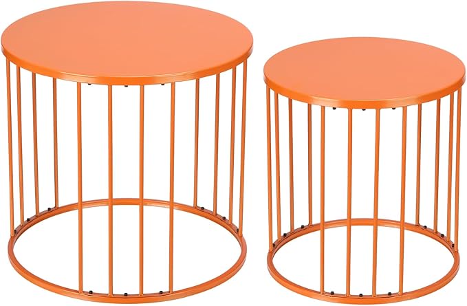 LEWIS&WAYNE Outdoor Side Table Set of 2, Metal Circle Accent End Tables by LEWIS%26WAYNE