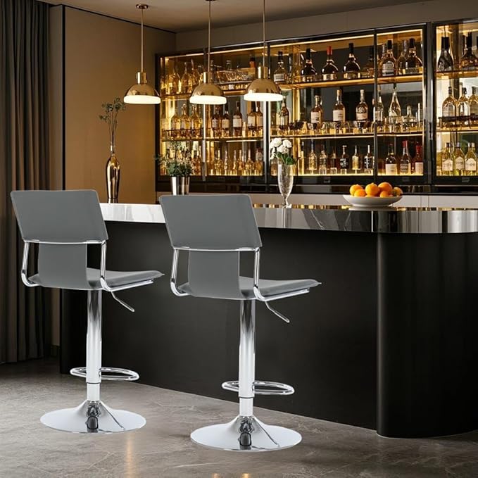 Sidanli Grey Bar Height Chairs, Swivel Barstools - Image 8
