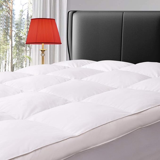 ELEMUSE Twin Size Extra Thick Fusion Goose Down Feather Filled Mattress Topper by Elemuse