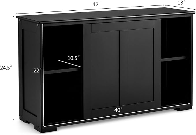 Costzon Sideboard Buffet Cabinet, Wooden Kitchen Storage Cabinet - Image 3