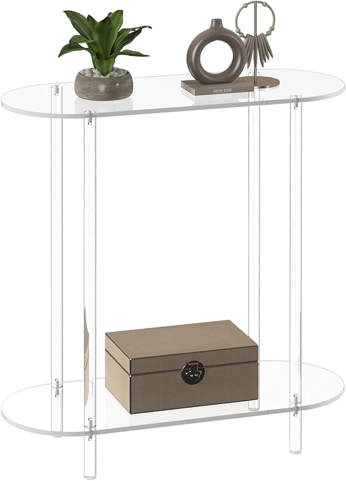 Acrylic Console Table, 29.5" Small Entryway Table, Living Room, Easy Assembly by CRTERICX