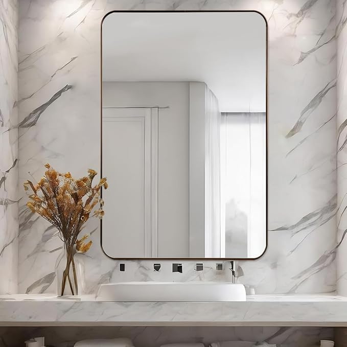 24x36 Inch Brushed Bronze Bathroom Mirror - Image 6