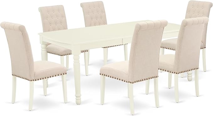 East West Furniture DOBR7-LWH-02 7 Piece Dining Table Set Consist of a by EastWestFurniture