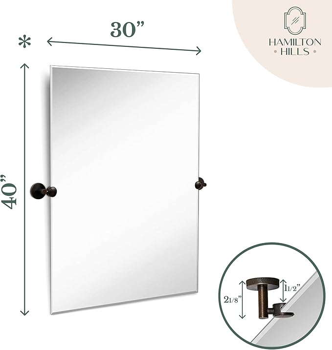 Hamilton Hills 30x40 inch Frameless Pivot Mirrors - Image 3
