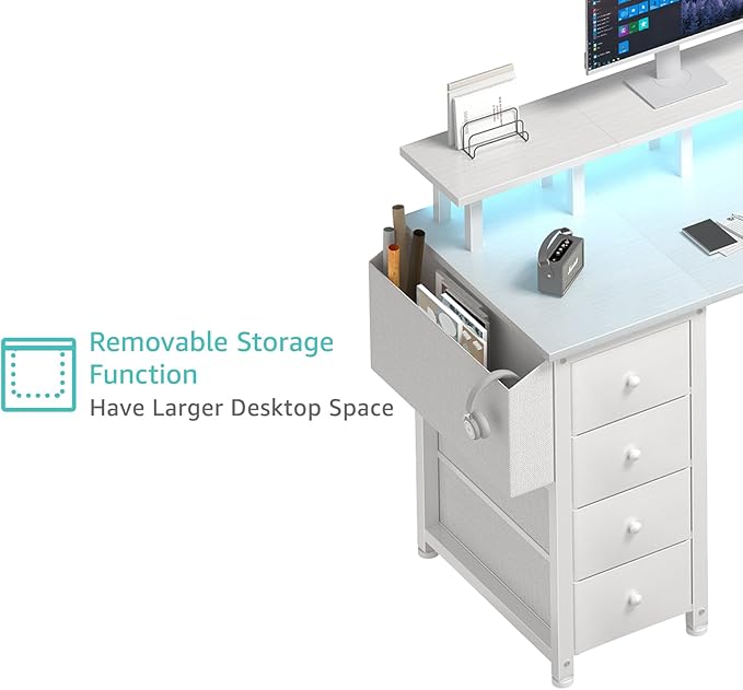 Lufeiya White L Shaped Computer Desk - Image 9