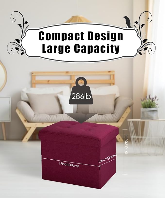 Ottoman Storage Ottoman Foot Rest Stool Foldable Bench - Image 3