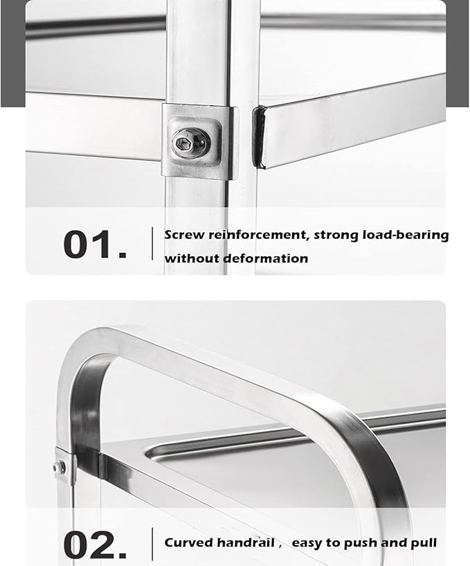 uyoyous 3 Tier Large Heavy Duty Stainless Steel Utility Cart 37"x20"x37" - Image 5