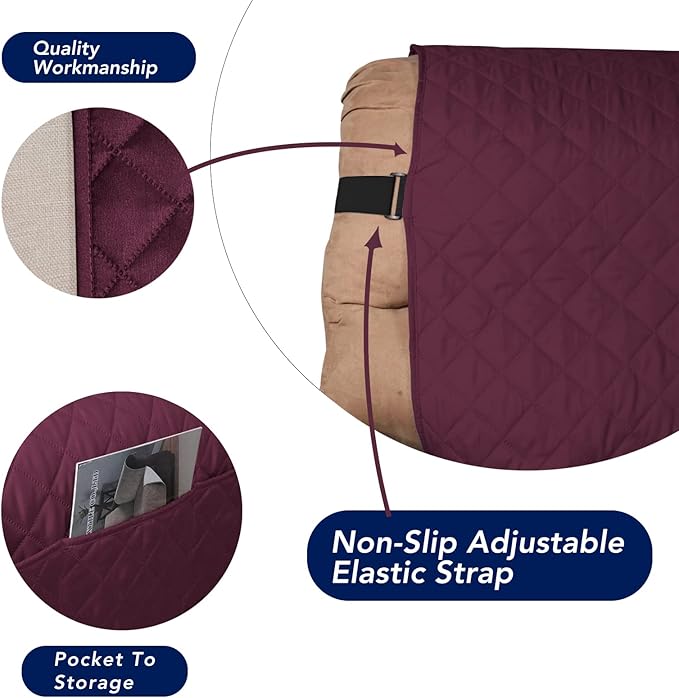 PureFit Reversible Sofa Cover Water Resistant Recliner Couch Cover, Machine - Image 3