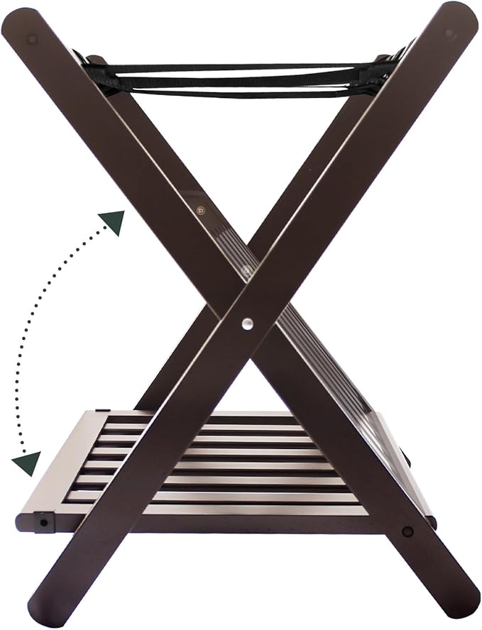 Fully Assembled Bamboo Luggage Rack, Folding Suitcase Stand - Image 3
